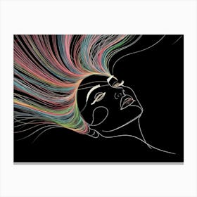 Portrait Of A Woman With Colorful Hair 1 Canvas Print