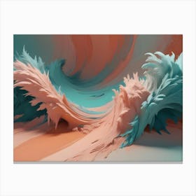 A Digital Painting Depicting Abstract, Flowing, Wave Like Shapes In Shades Of Blue And Orange, Creating A Dynamic And Organic Form Canvas Print