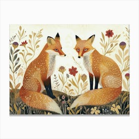 Floral Animal Illustration Fox 1 Canvas Print