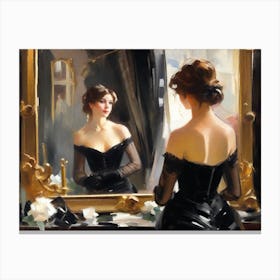 Woman In Mirror Reflection Canvas Print