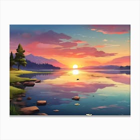 Sunset By The Lake 3 Canvas Print