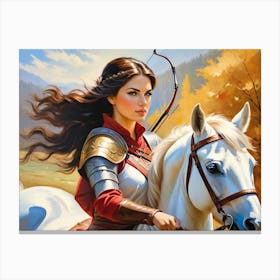 Female Archer On Horseback Canvas Print