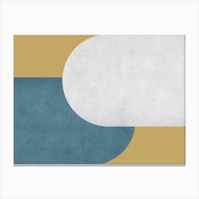 Halfmoon Colorblock - Mid-century Modern Abstract Minimalist Blue White Gold Canvas Print