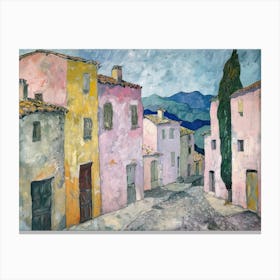 Pink Luminous Landscape Painting Inspired By Paul Cezanne Leinwandbild