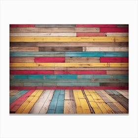 Colorful wood plank texture background 8 Canvas Print