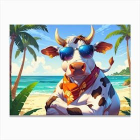 Cow On The Beach 3 Canvas Print