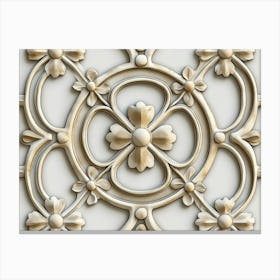 Seamless Relief Sculptureation Retro Pattern Curve Cross Frame Vine Flower Kaleidoscope 1 Canvas Print