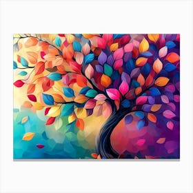 Elegant Colorful Tree With Vibrant Leaves Hanging Branches 14 Canvas Print