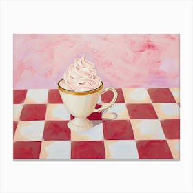 Whipped Cream Coffee On Checkboard 1 Canvas Print