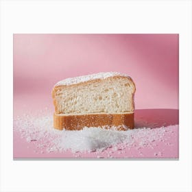 White Bread On Pink Background Canvas Print