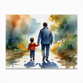 Father And Son Walking Father's Day 1 Canvas Print