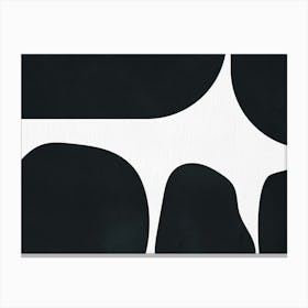 Black and White Abstract Mid-century Modern Artwork Geometric Shapes Canvas Print