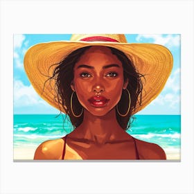 Illustration of an African American woman at the beach 20 Canvas Print