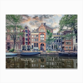 Sunset In Amsterdam Canvas Print