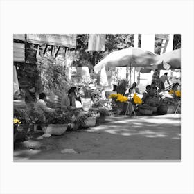 Flower Market In Myanmar Canvas Print