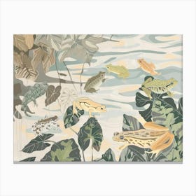 Frogs Tropical Jungle Illustration 1 Canvas Print