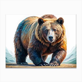 Grizzly Bear Standing On A Mountain Ridge Canvas Print