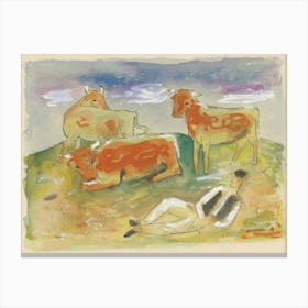 Herder With Cows, Mikuláš Galanda Canvas Print