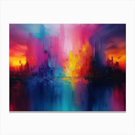 Abstract Rainbow Colour Palette Knife Oil Painting 7 Canvas Print