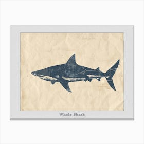 Whale Shark Grey Silhouette 7 Poster Canvas Print