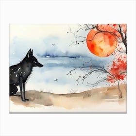 Wolf In The Moonlight 7 Canvas Print