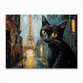 Black Cat In Paris 7 Canvas Print