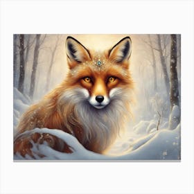 Majestic Winter Fox 2 Canvas Print