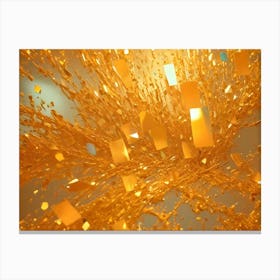 Abstract Pattern Of Golden Pieces Of Confetti Flying Around In A Whirlwind, Creating A Sense Of Explosion And Celebration Canvas Print