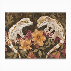 Floral Animal Illustration Gecko 2 Canvas Print