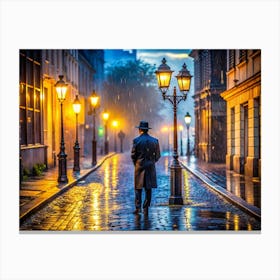 Depict A Hyperrealistic Urban Scene At Twilight W Canvas Print