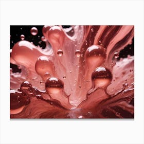 Abstract Close Up Image Of A Red Liquid Splash With Bubbles, Highlighting The Dynamic And Organic Nature Of The Movement Canvas Print