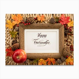 An Ornate Acorn Calligraphy Centerpiece With Woven Decorative Lettering Bearing The Words Happy Th Canvas Print