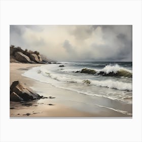 Vintage Coastal Seaside Painting (3) Canvas Print