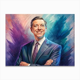 Portrait Of A Smiling Man In A Blue Suit Canvas Print