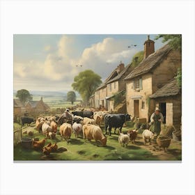 Country Village paintings art print 1 Canvas Print