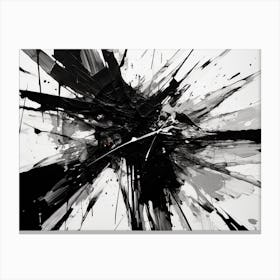 Chaos Abstract Black And White 1 Canvas Print