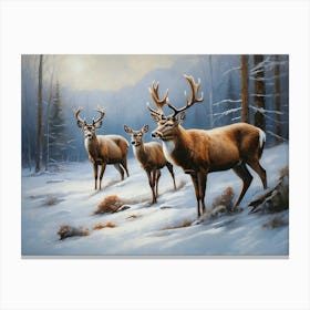 Deer Enduring The Winter Chill Canvas Print