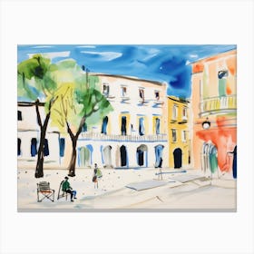 Lecce Italy Cute Watercolour Illustration 2 Canvas Print