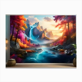 Waterfall Painting Canvas Print