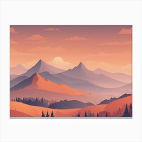 Misty mountains horizontal background in orange tone 68 Canvas Print