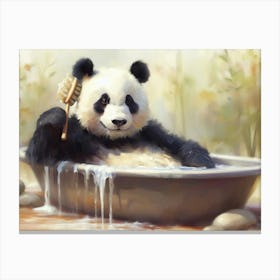 Panda Bear Bathing Canvas Print