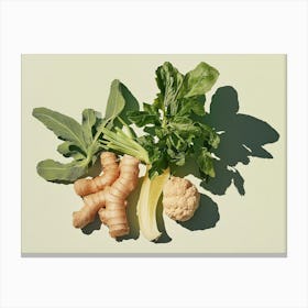 Vegetables On A Green Surface Canvas Print