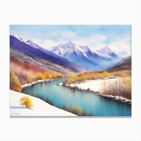 Majestic Mountain Peaks in Winter Canvas Print