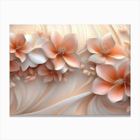 3d Peach Flowers Canvas Print