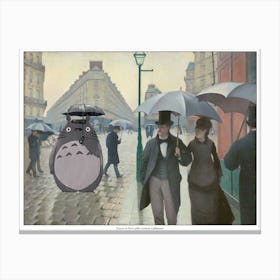 Totoro In Paris - Studio Ghibli - Fine Art Mashup Canvas Print