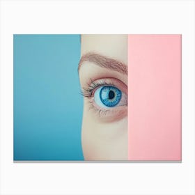 Blue Eye With Pink Background Canvas Print