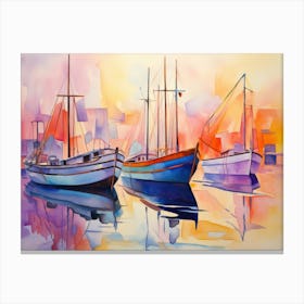 Boats In The Harbor 3 Canvas Print