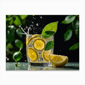 Water Splash With Lemons Canvas Print