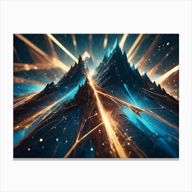 Abstract Background With Glowing Lines And Particles Forming A Mountain Range, Creating A Futuristic And Technological Scene Canvas Print