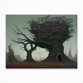 Twisted Red Tree House Canvas Print
